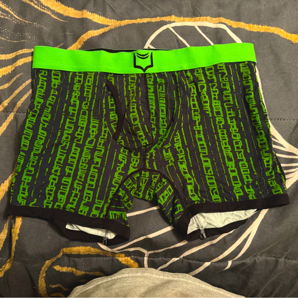 Sheath Digital Rain Men's Limited Ed Boxer Brief Black/Neon Green Matrix Small/S
